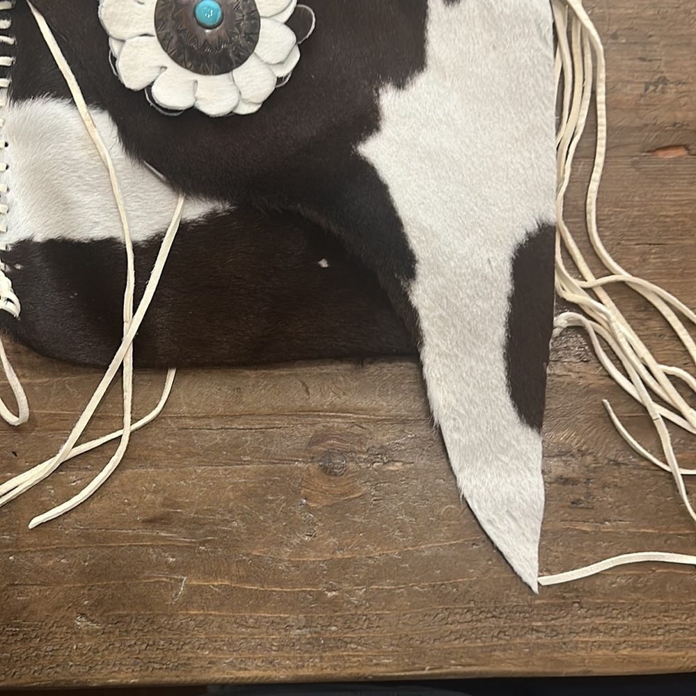 Shelly Litvak Rare cowhide shoulder bag original silver and turquoise detail - Picture 2 of 10